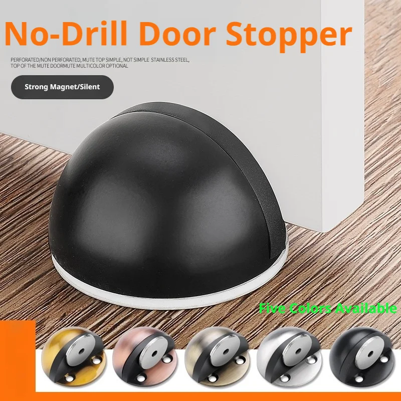 New No-Drill Magnetic Buffer Door Stopper, Windproof Silicone Anti-Collision Floor Holder for Bedroom & Glass Doors