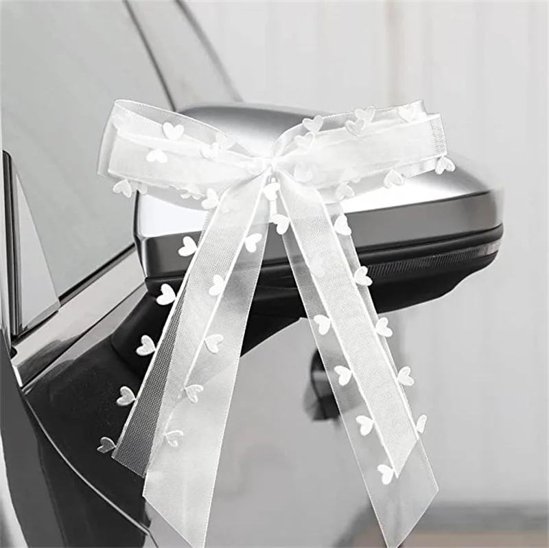 1 pz 913cm matrimonio Car Bow Double sided Peach Heart poliestere Snow Ribbon decorazione del nastro di nozze di san valentino