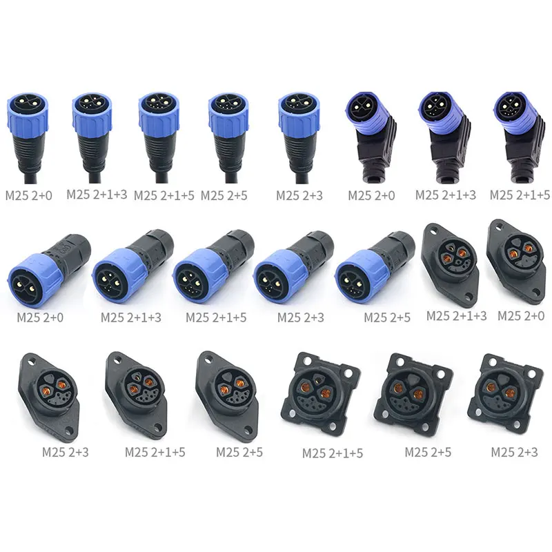 M25 2+4 Battery Connector Electric Lithium Battery Charging Port Adapter Bike Sharing Male With 50cm Line Energy Storage Cable