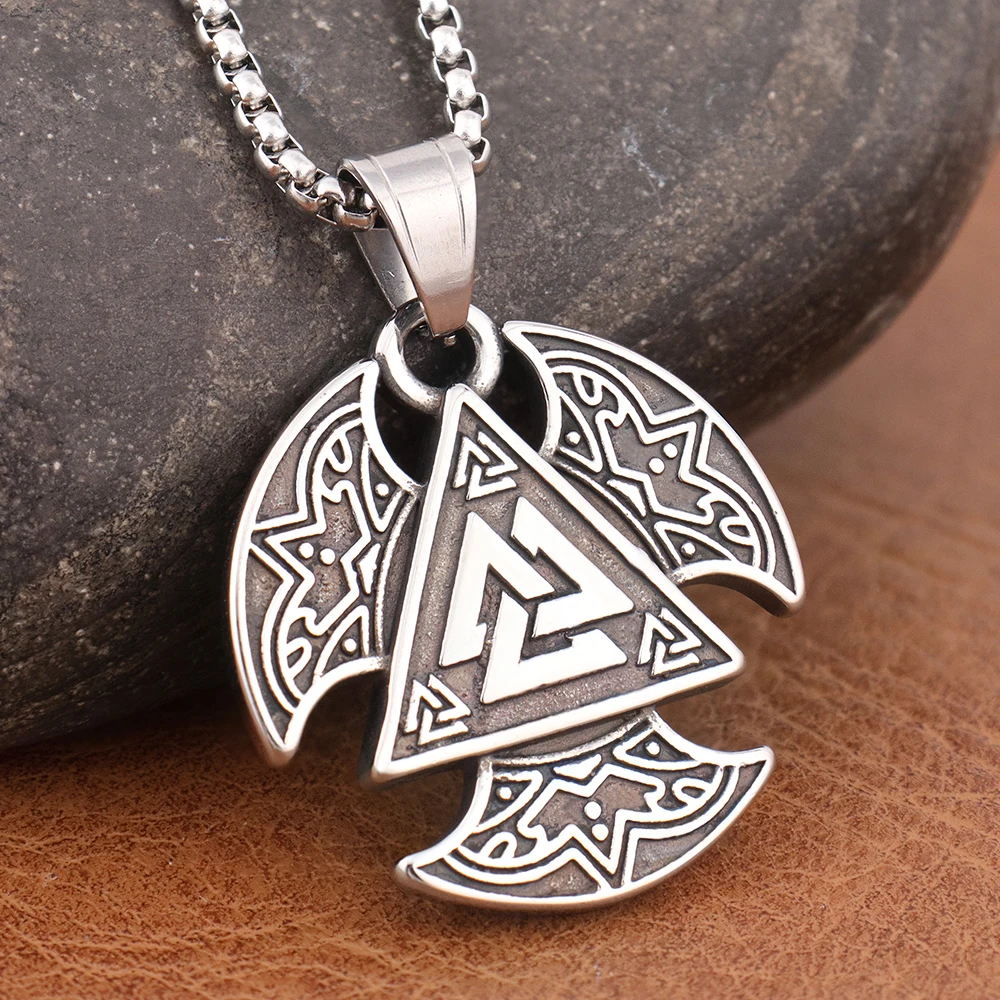 

Trendy Simple Viking Triangle Celtic Knot Pendant for Men Women Popular Stainless Steel Nordic Necklace Amulet Jewelry Wholesale