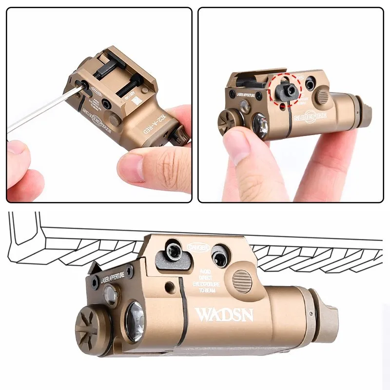 WADSN Tactica Scout XC2 Outdoor Hunting Weapon Glock 17 18 19 Hanging Metal Pistol Red Green Laser Flashlight Fit 20mm Rail
