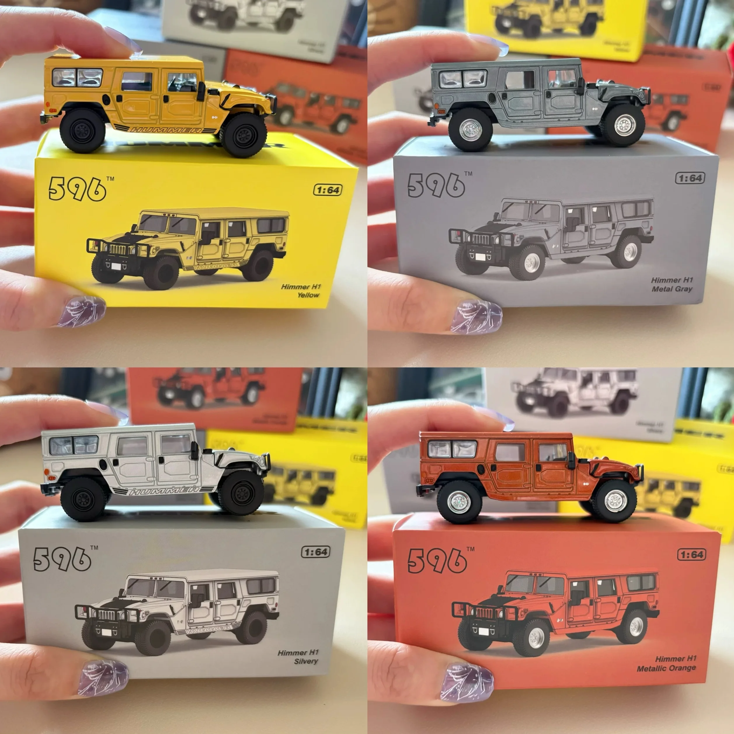 596-model 1/64 Hummer H1 terreinwagen simulatie legering automodel