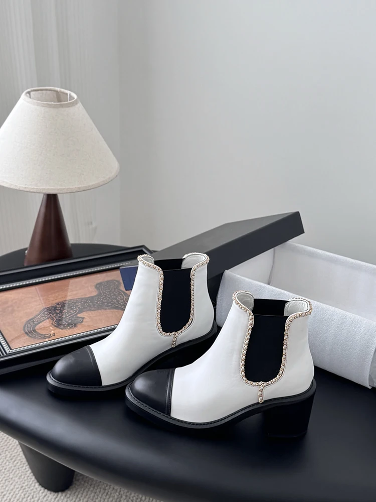 

Autumn Winter 2025 New Style Heeled Shoes Round head Design Women's Elegant Style Fashion Warm Short Style Leather boots