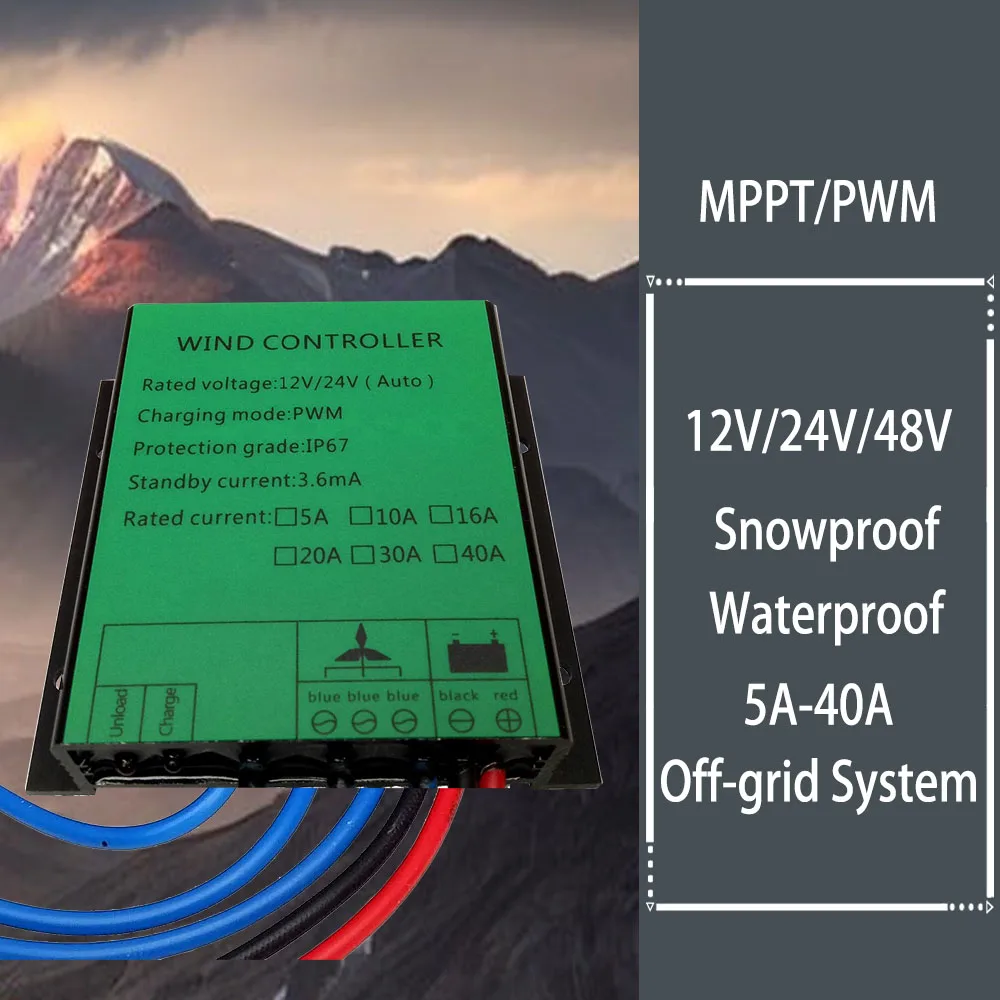 

12V 24V 48V 10A 20A 30A 40A MPPT Charge Controller Regulator For Wind Turbine Generator Windmill Alternator Battery Charger