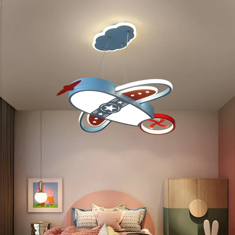 

Children's Room Ceiling Chandeliers Cartoon Airplane Lights Minimalist Modern Nursery Little Boy Girl Bedroom Hanging Chandelier