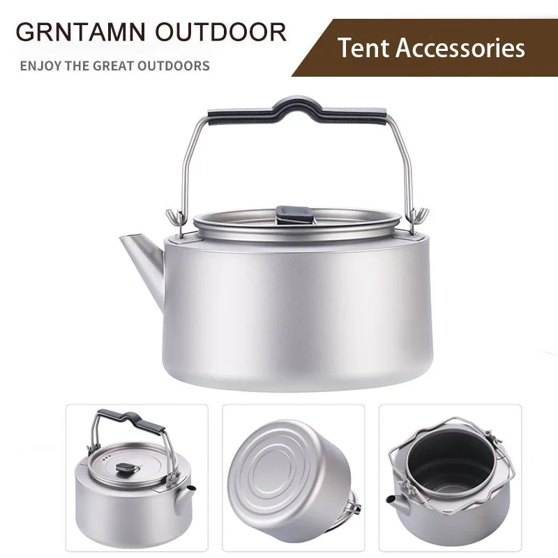 

Big Capacity Titanium Tea Pot 700ml | Outdoor Camping Coffee Kettle with Filter and Folding Handle