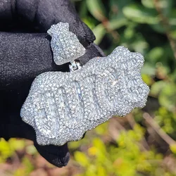 Hip Hop 3A+ CZ Stone Paved Bling Iced Out Juice Letter Pendant Necklace for Men Women Unisex Rapper Jewelry Gold Silver Color