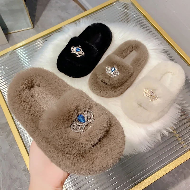 2024 new  children plush slippers home indoor warm thickened non-slip baby cute slippers kids shoes  toddler girl shoes