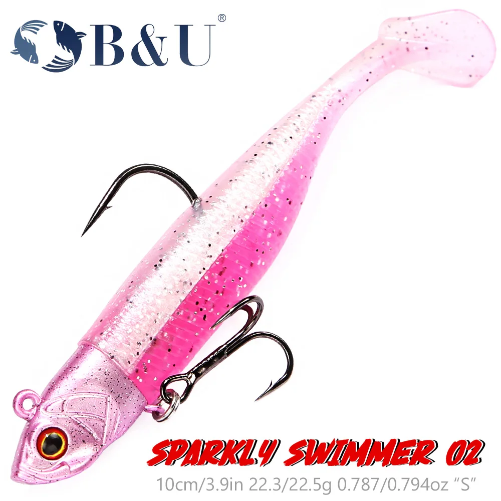 

B&U Soft Fishing Lure Tail Jig Head Spinner Treble Hook Minnow Artificial Bait Saltwater Sea Bass Swimbait Tackle Gear