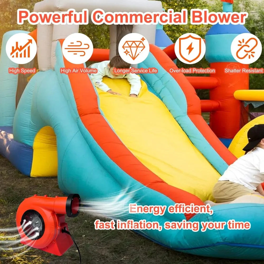 منفاخ منزل قوي بقوة 1100 وات/1.5 حصان، مضخة مروحة محمولة تجارية للمطاطية الكبيرة، شرائح المياه، القلاع