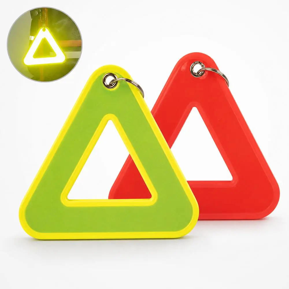 Reflective Reflective Keychain Triangle Shape Easy to Attach Backpack Pendant Colorful Lightweight Safety Keychain