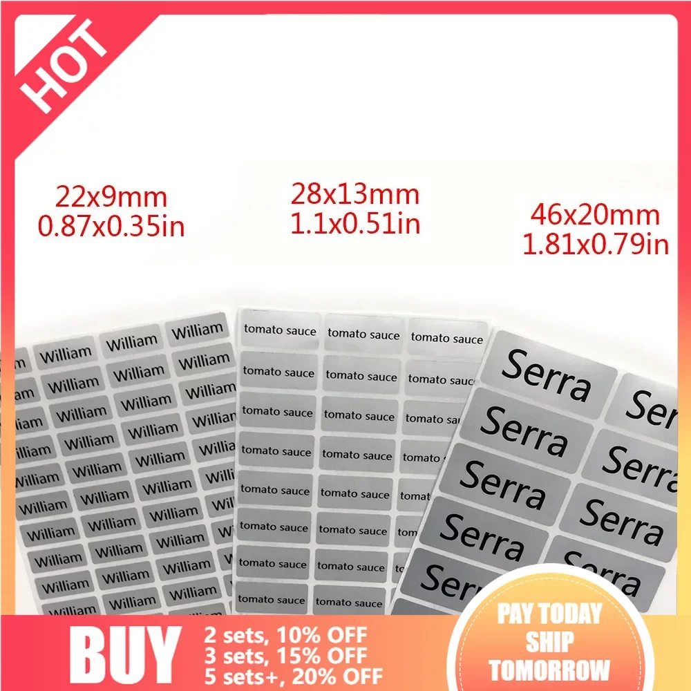 3Size Silver Color Custom Name Stickers Grey Waterproof Personal Office Supplies Tag Labels Children Scrapbook School Stationery
