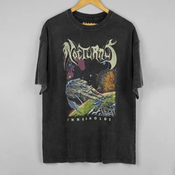 Nocturnus T-Shirt Thresholds Washed Loose Drop Shoulder Death Thrash Metal Pestilence Men's Short Sleeves Cotton Tee Shirt