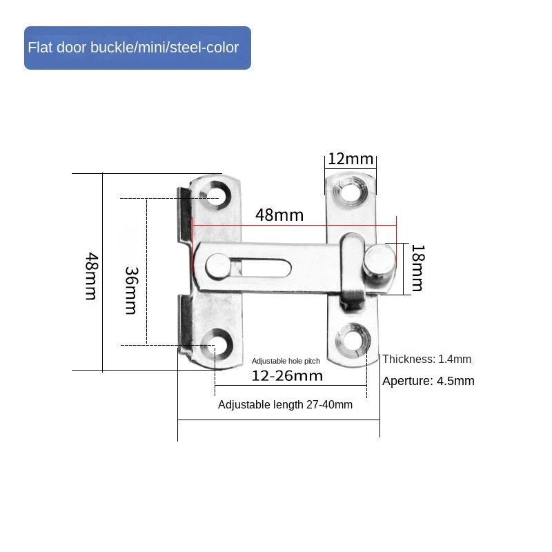 Thickened 304 Stainless Steel Door Buckle, Safety Bolt, Sliding Door, Flat Hasp, Anti-theft Buckle Lock Hardware Accessories.