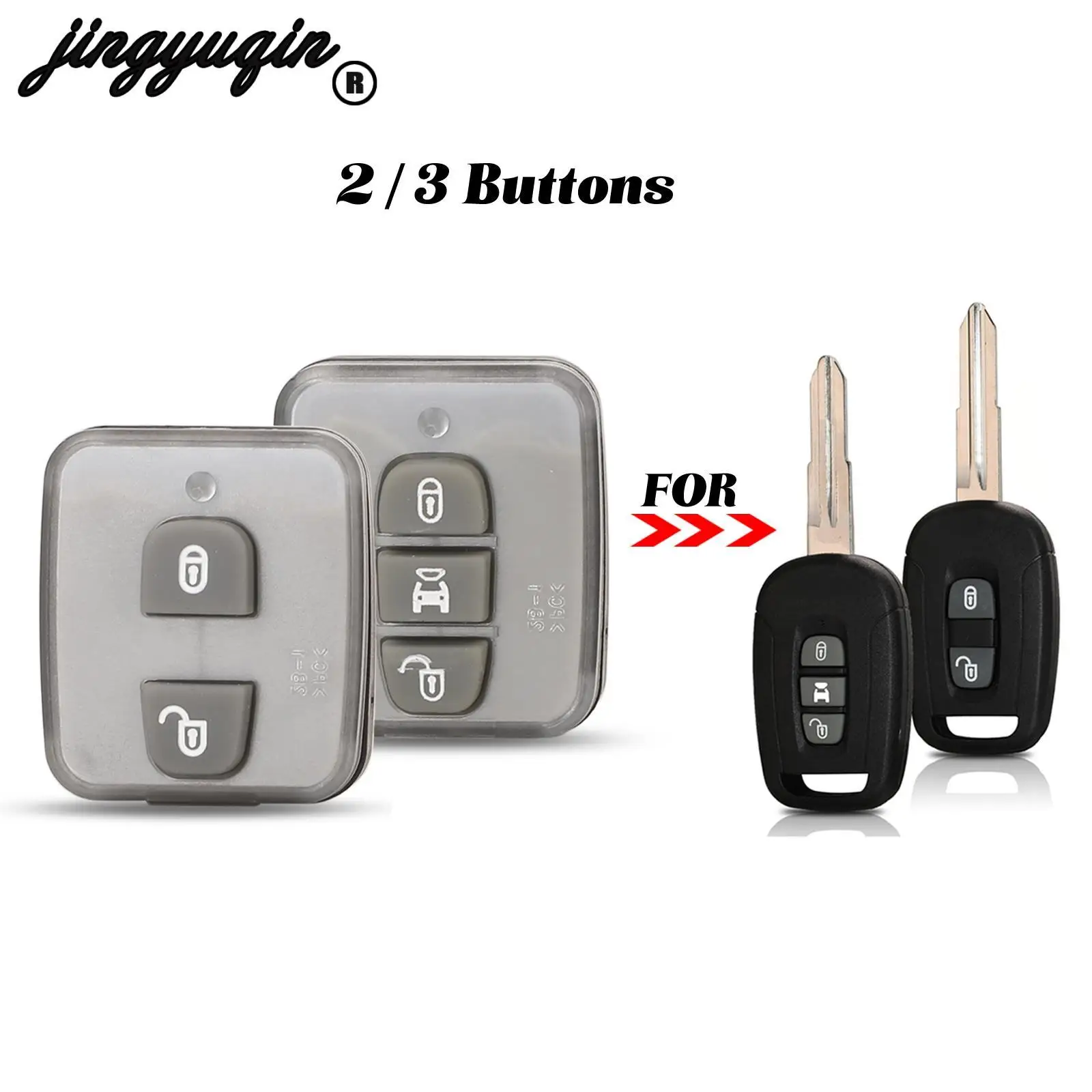 jingyuqin 10pcs For Chevrolet Captiva Antara Cruze Opel Remote Car Key Cover Case Rubber Button Pad Fob 2/3 Buttons Replacement