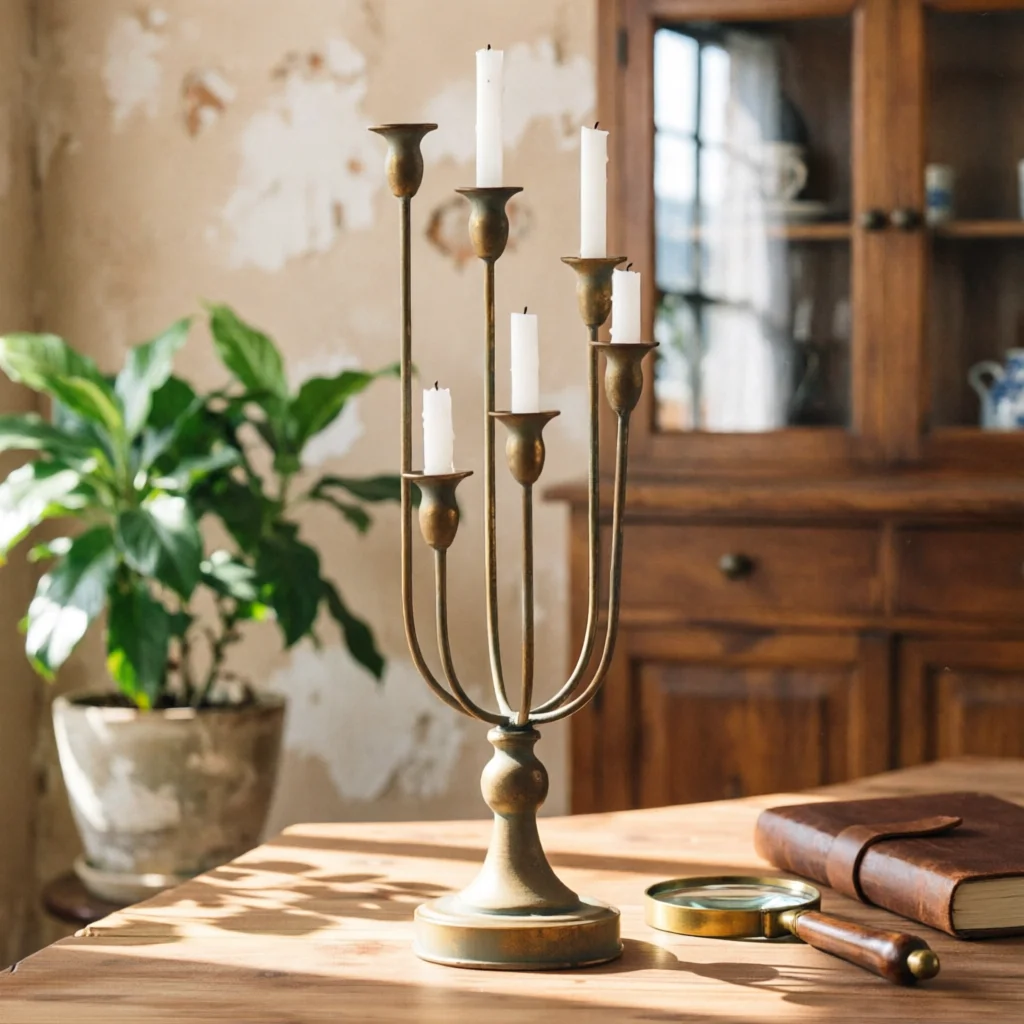 Five-Arm Candle Holder Bronze 5-Arm Candelabrum Candelabrum with Five Cups Tall Candelabra Candle Holder Elegant