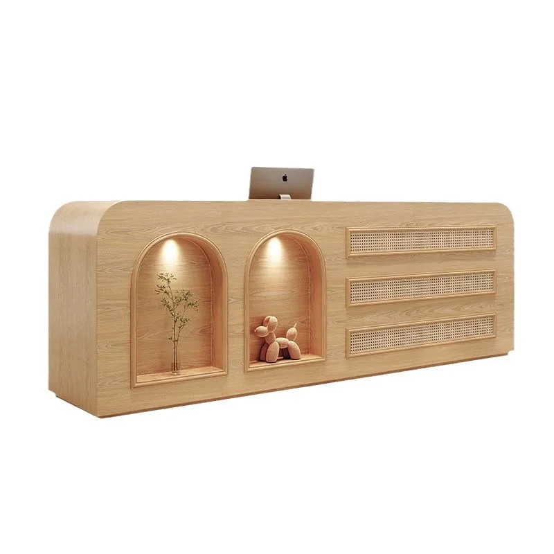 

New Chinese-style B & B front desk cabinet reception surprise wind rattan women's clothing store company hotel bar table