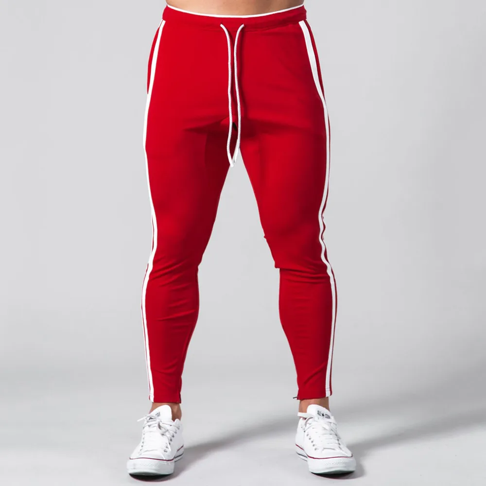 Red Joggers Workout Cotton Sportswear Trousers Autumn Male Gym Fitness Crossfit Trackpants Sweatpants Men Skinny Casual Pants