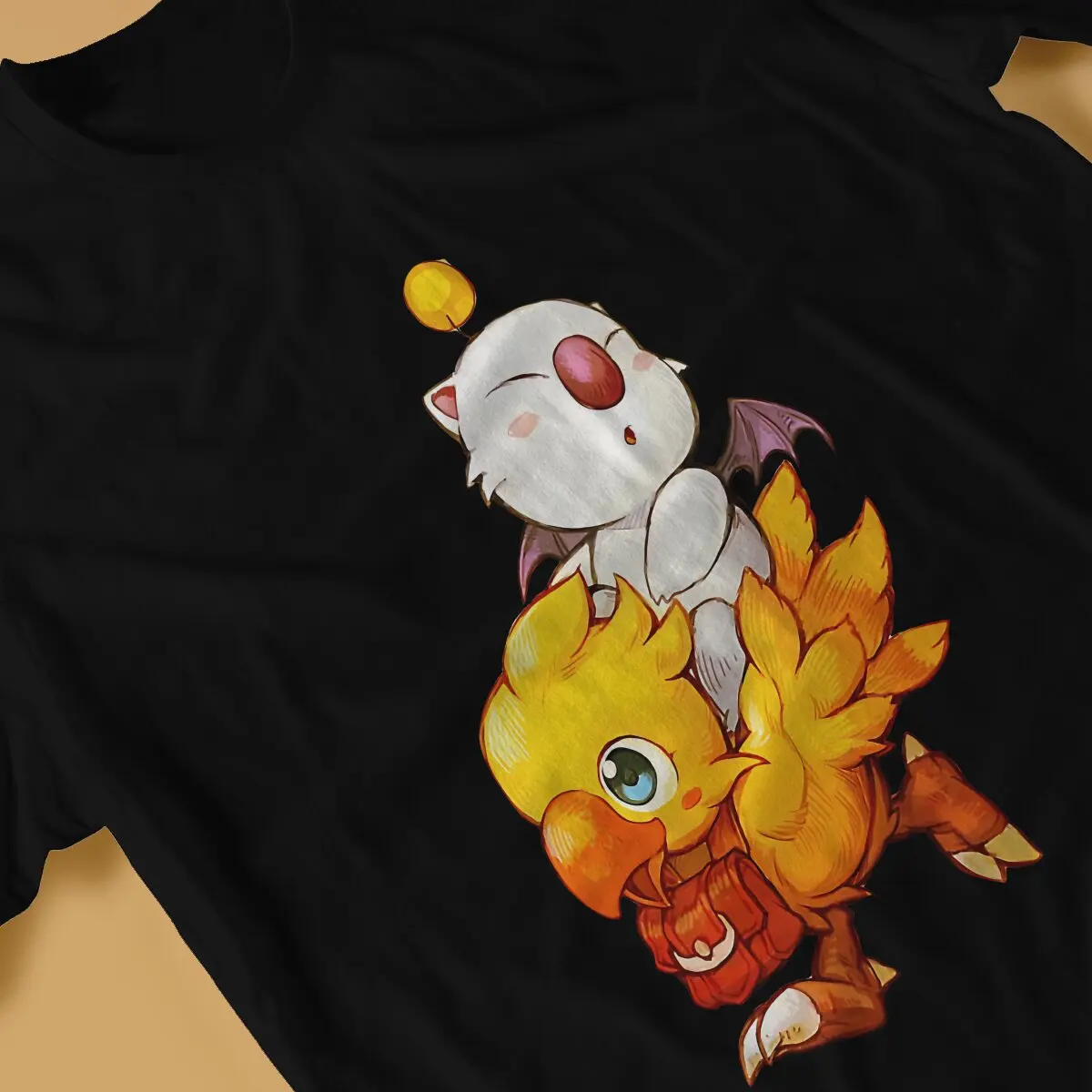 Final Fantasy Chocobo Moogle Tshirt Graphic Men Tops Vintage Fashion Summer Polyester Streetwear Harajuku T Shirt