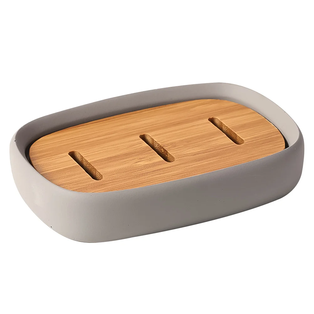 

1pc Concrete Case Dish For Travel Practical Box Drainer Tray Box Useful Soap Case Soap Holder Home Use