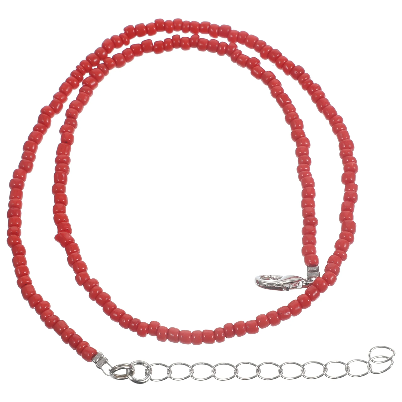 

1pc Colorful Rice Bead Necklace Red Beaded Choker For Women Girls Clavicle Chain Beach Party Prom Vacation Bachelorette Night