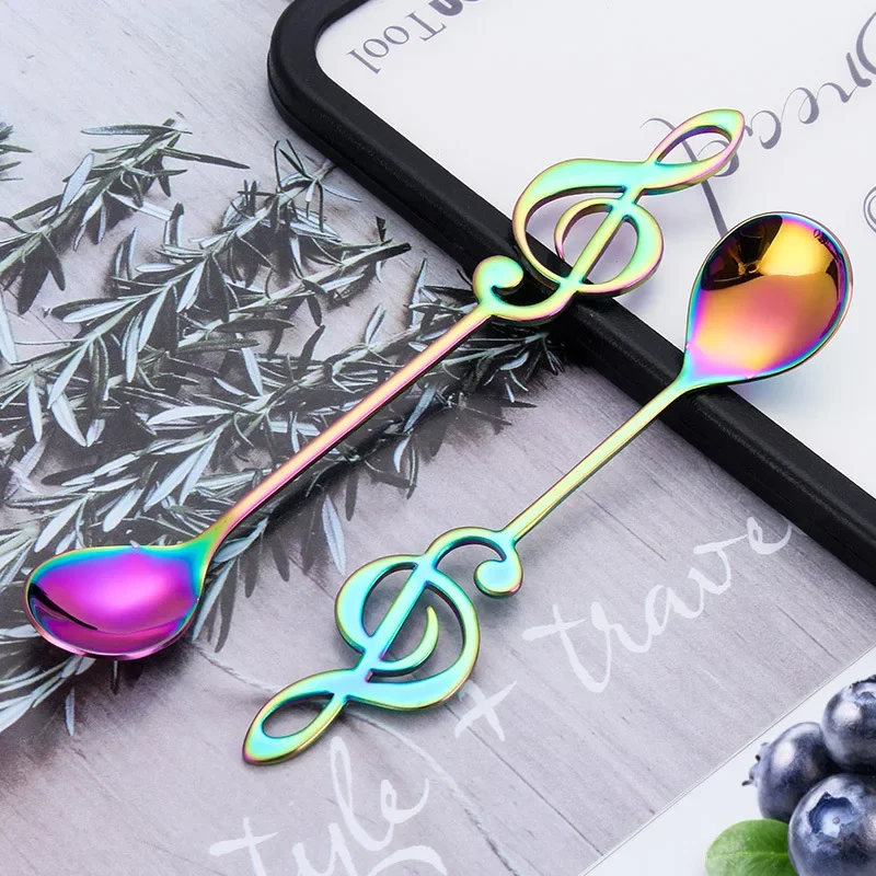 Stainless Steel Musical Note Spoon Creative Coffee Spoon Ice Cream Teaspoon Stirring Spoon Dessert Spoon Home Accessories