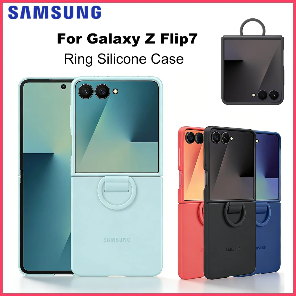 

Оригинальный силиконовый чехол Samsung Galaxy Z Flip7 с кольцом для Galaxy Z Flip 7, защитный силиконовый чехол с кольцом EF-PF766