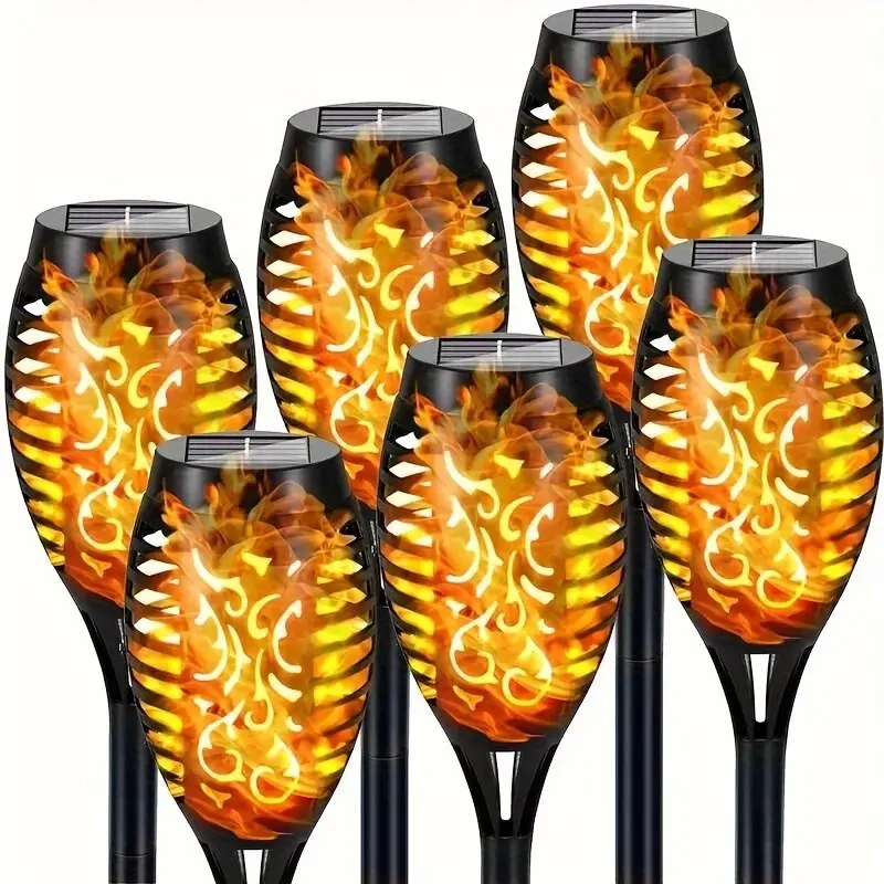 12LED Solaire Flamme Torche Lumière vacillante Lumière Étanche Jardin Décoration Extérieure Pelouse Chemin Cour Patio Lampadaire