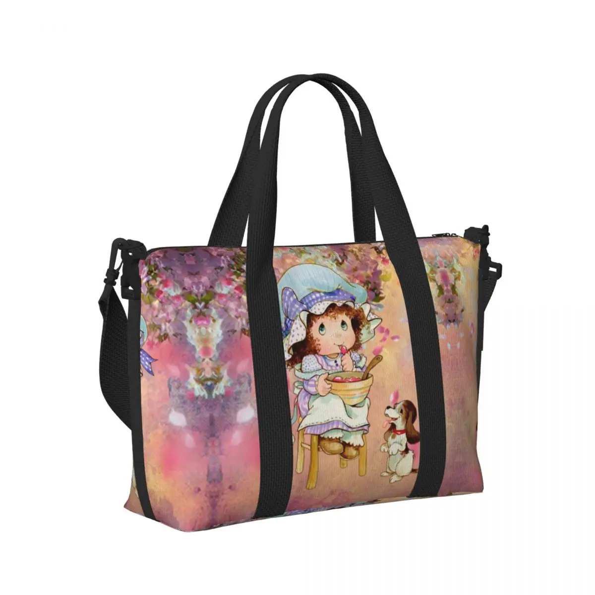 Custom Large Cute Sarah Kay Tote Bag for Women Cartoon Shopper Shoulder Gym Beach Travel Bag