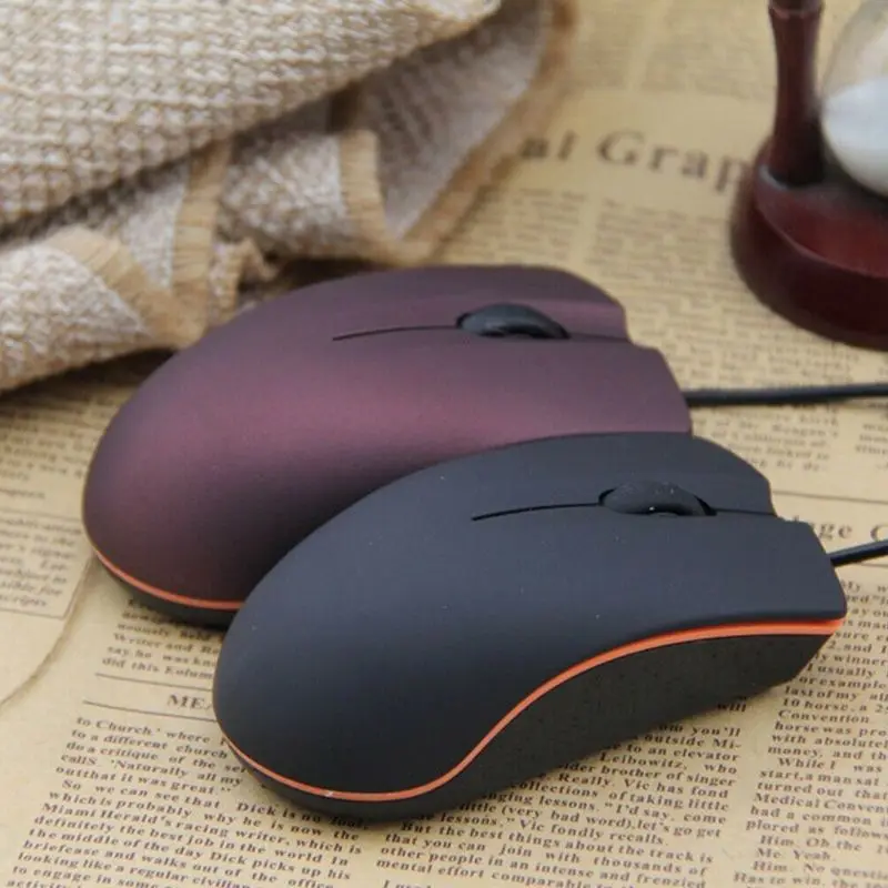 USB Wired Game Mouse 3-Button Frosted Surface Sensitive Optical Mouse for Office Gaming PC Keyboard 1200dpi