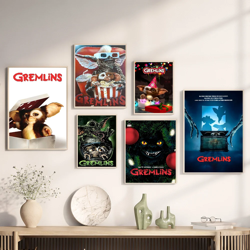 Gremlins Movie Self-adhesive Art Poster Waterproof Paper Sticker Coffee House Bar Posters Wall Stickers