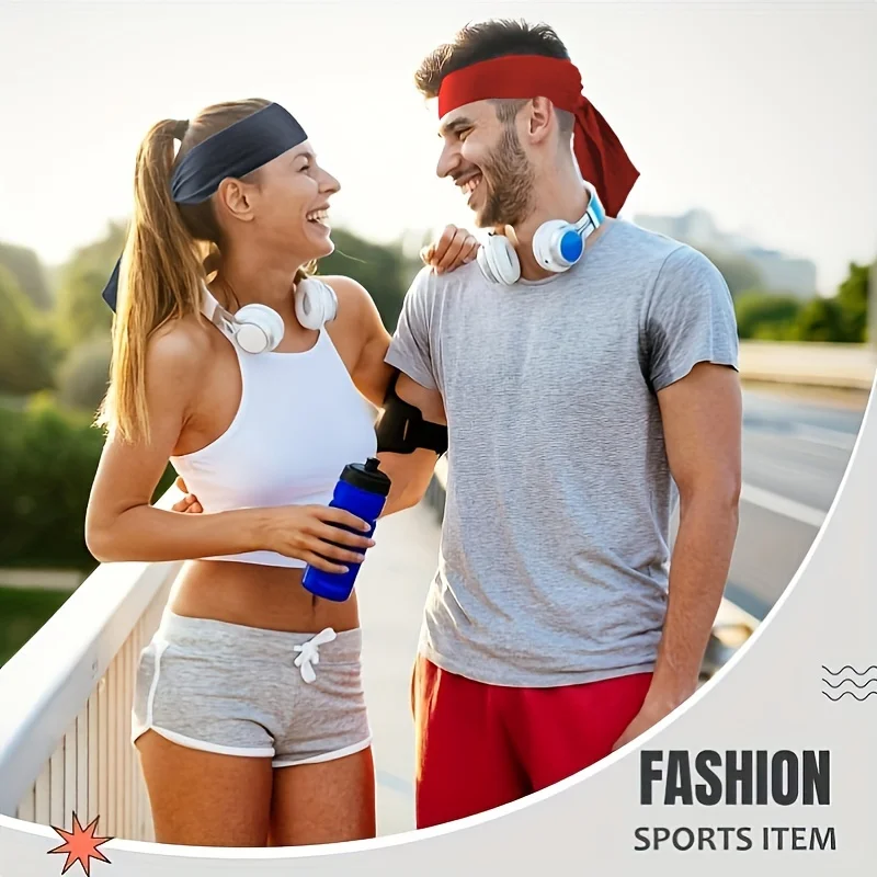 Schnell trocknendes, atmungsaktives Sport-Stirnband für Männer und Frauen, schweißabsorbierendes Haargummi im Piraten-Stil mit verstellbarem Riemen für den Tennislauf – Detail 8