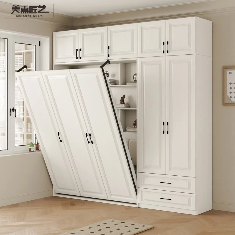 Multifunctional Flip Folding Bed Cabinet Integrated Invisible Bed Small Apartment Balcony Study Wall Bed Customizable Furniture