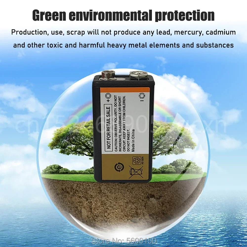 100% 오리지널 Sofirn 충전식 Ni-MH Nimh 배터리, 마이크 인터폰 연기 경보 자동차 완구용, 9V 2000MAh