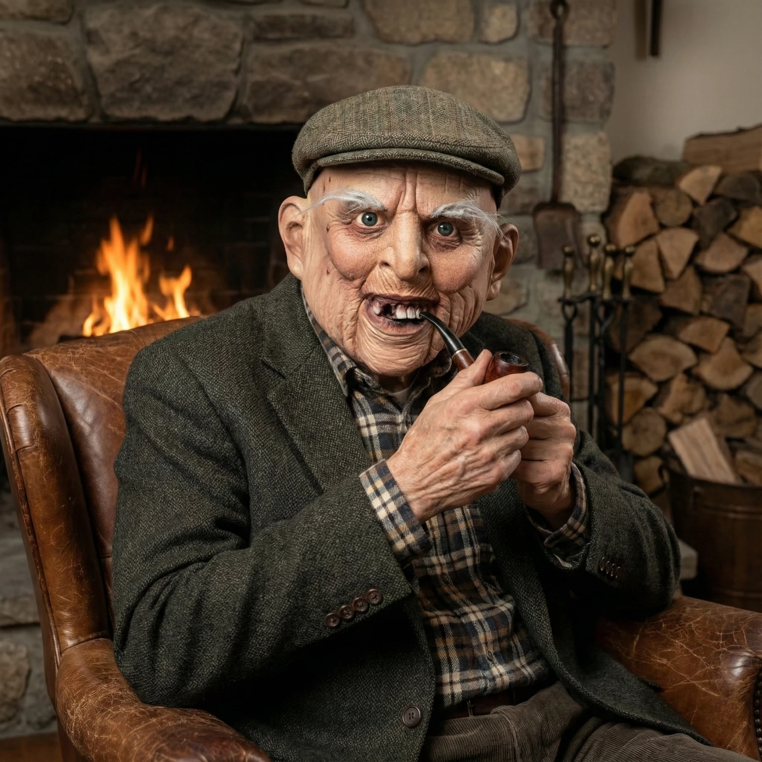 Adult Realistic Old Man Latex Mask with White Eyebrows - Funny Bald Grandpa Headgear for Halloween, Cosplay, and Prank Costumes