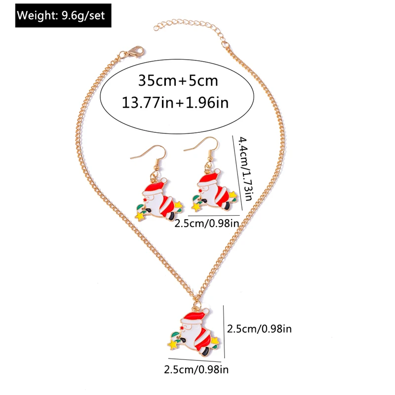 Mode Frohe Weihnachten Baum Schneemann Hirsch Baum Halskette Ohrringe Schmuck-Set für Frauen Mädchen Neujahr Festival Schmuck Geschenke – Detail 34