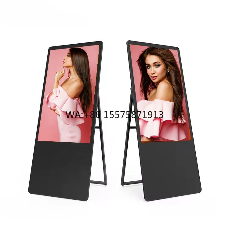 Portable 49 Inch LCD LED Electronic Sign Foldable Ground Stand for Shopping Mall Advertising OEM Digital Poster Text/Animation