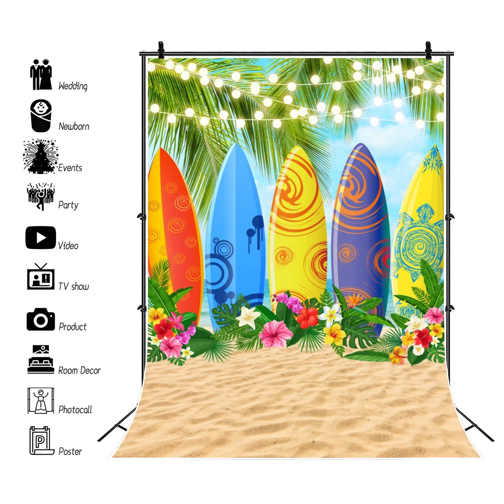 Laeacco Summer Tropical Seaside Beach Photo Backdrop Dusk Sand Castle Toy Kid Newborn Portrait Customized Photography Background