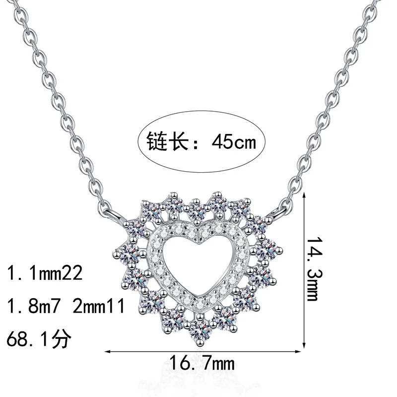 

ZFSILVER классическое серебряное муассанитовое ожерелье с полым сердцем s925, подвески из стерлингового серебра, женские модные вечерние ювелирные изделия, подарок AZ1275-X