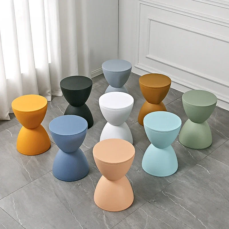 

Nordic Furniture Hallway Ottoman Living Room Pouf Coffee Table Creative Low Stool Thickened Plastic Side Table Round Stool