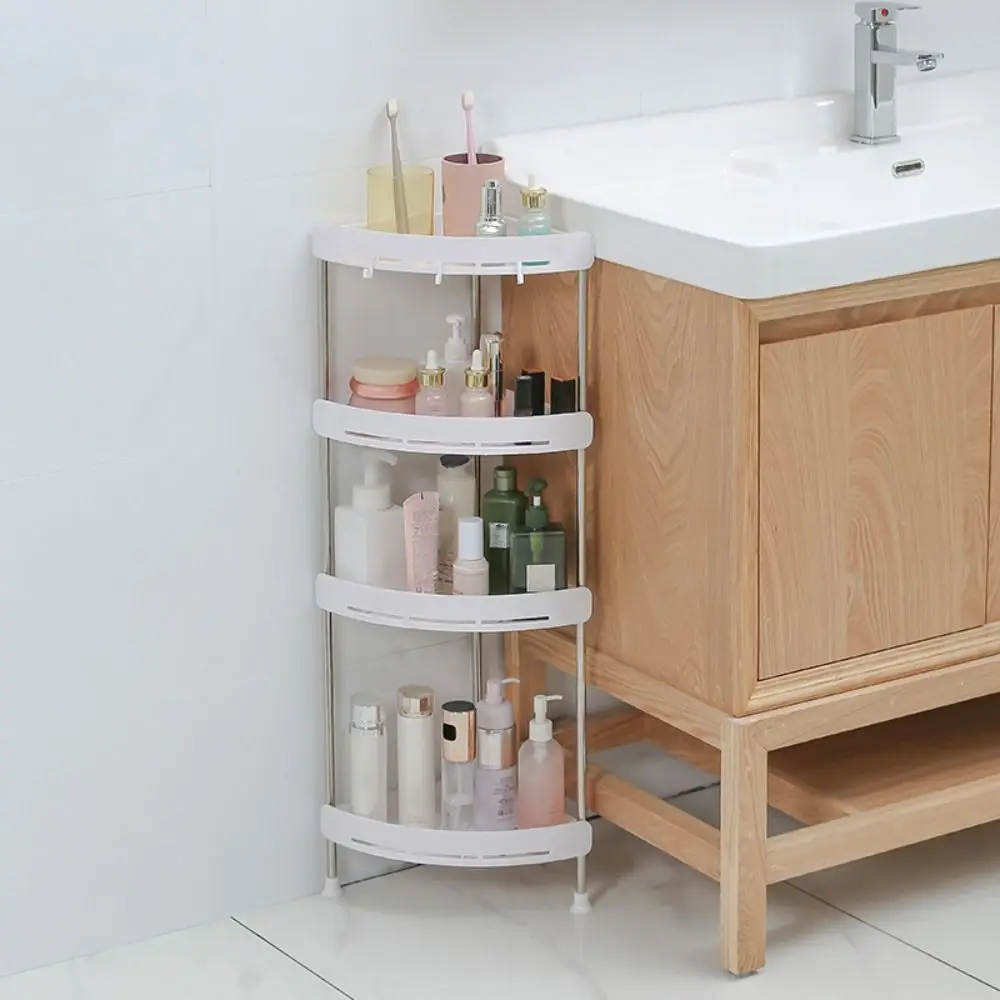 

PP Material Triangle Storage Rack 2-layer/3-layer/4-layer with Hook Bathroom Corner Shelf with/without Feet Hollow Drainage
