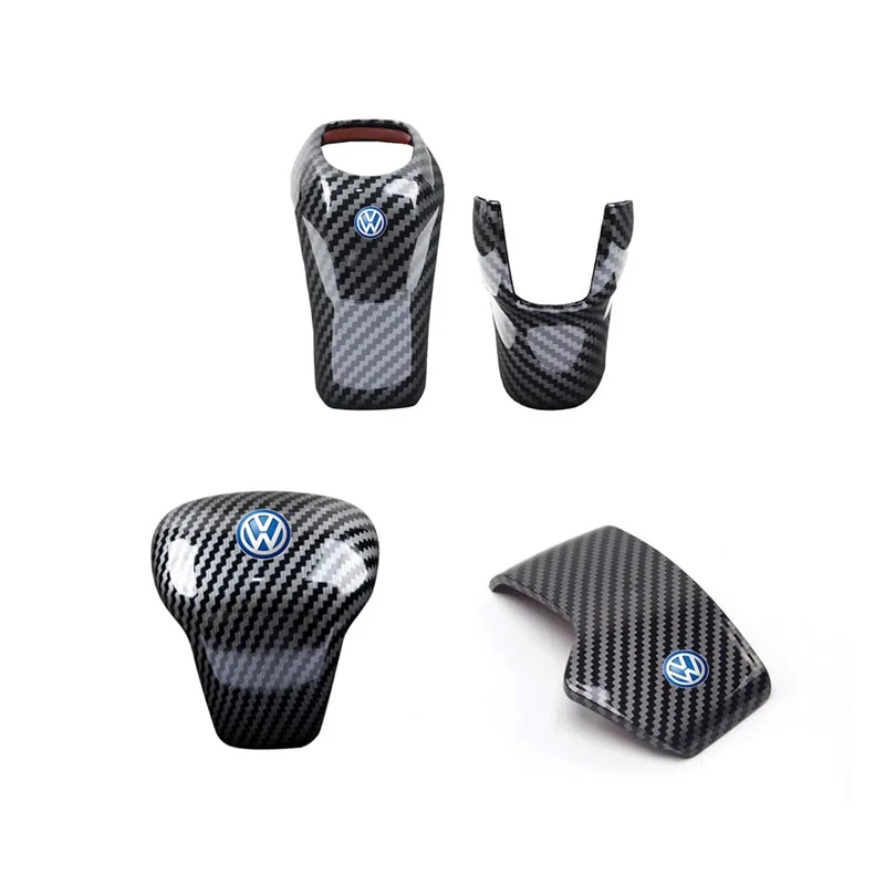 Car Carbon Fiber Gear Shift Knob Handle Cover Accessories For VW Passat Sagitar Touareg GTE POLO PLUS Tacqua Tayrgn Tiguan L X