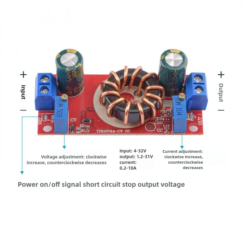10A Buck Constant Voltage/Current Power Supply Module Synchronous Rectifier DC4-32V to DC1.2-32V Non-isolated Step-down Board