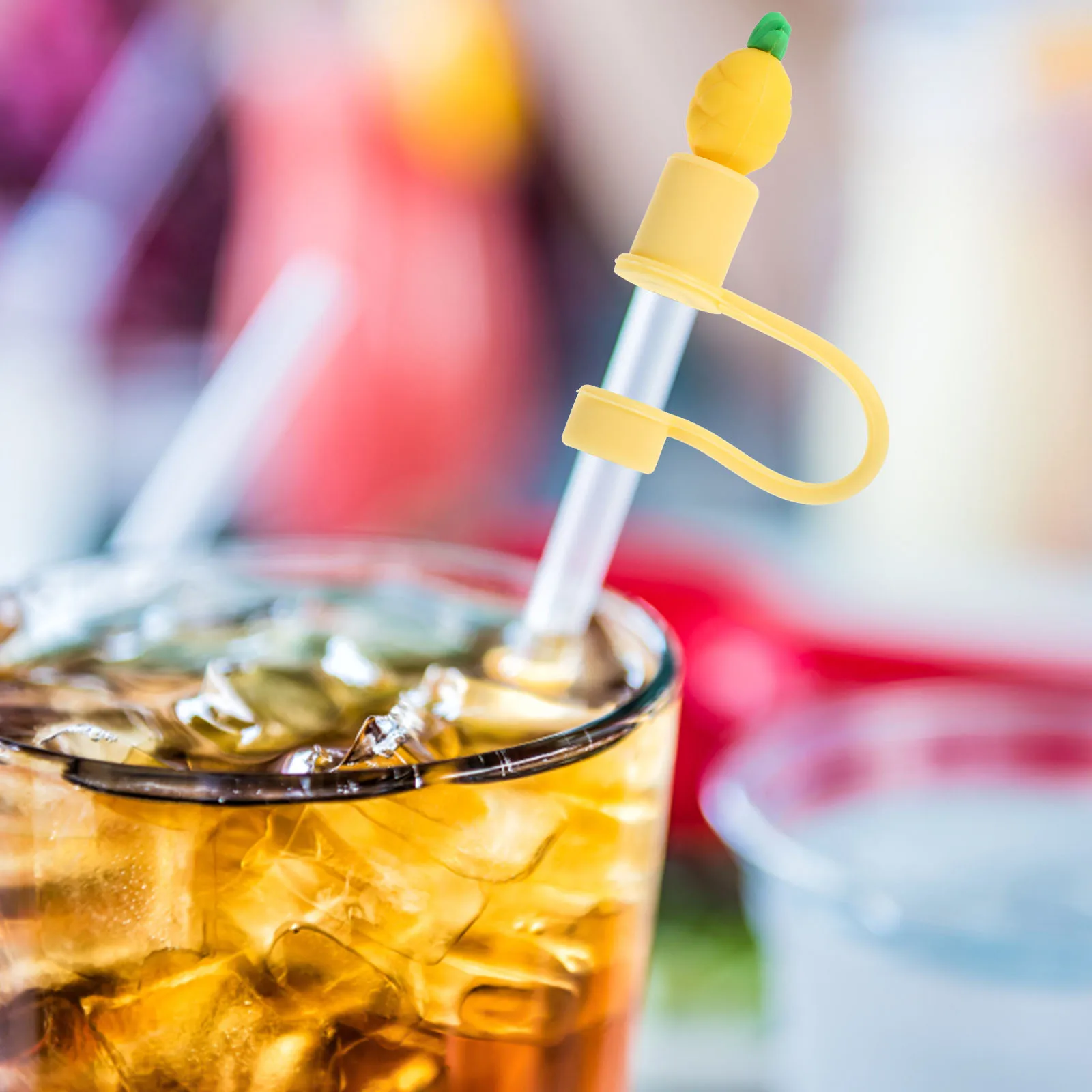 

4 Pcs Straw Covers Adorable Pineapple Toppers Reusable Silicone Caps Cute Fruit Design Protective Tips for Tumblers Straw