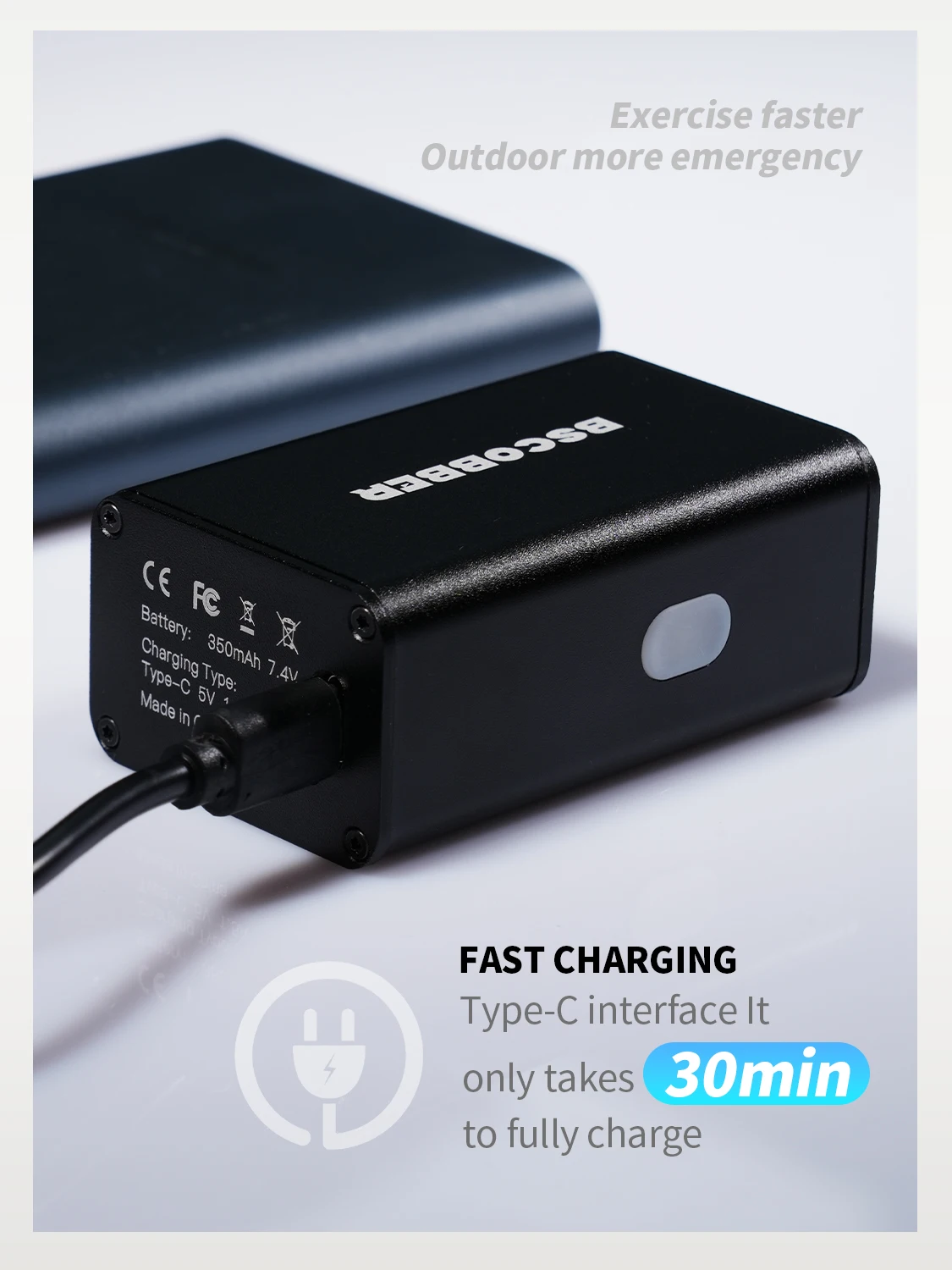 BSCOBBER Fahrrad-Zubehör Elektrische Tragbare Luftpumpe Reifenfüller Notfall-Lampe 100PSI MTB Rennrad Powerbank – Detail 5