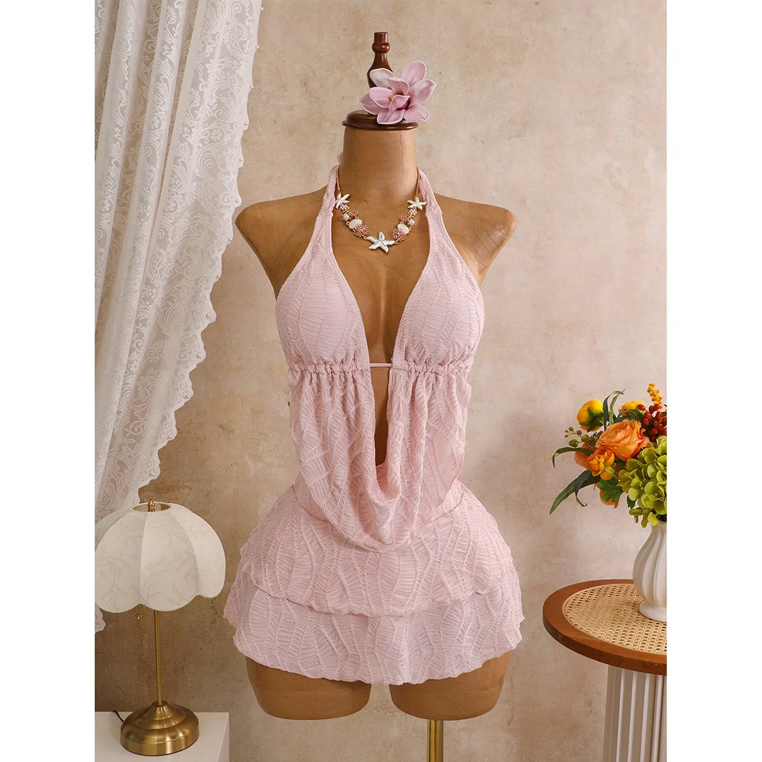 Neues 3-teiliges Tankini-Set mit Rock, geraffter Bikini, Damen-Badebekleidung, dreiteiliges Bikini-Set, Damen-Badeanzug, Badebekleidung, Badeanzug V7415 – Detail 11