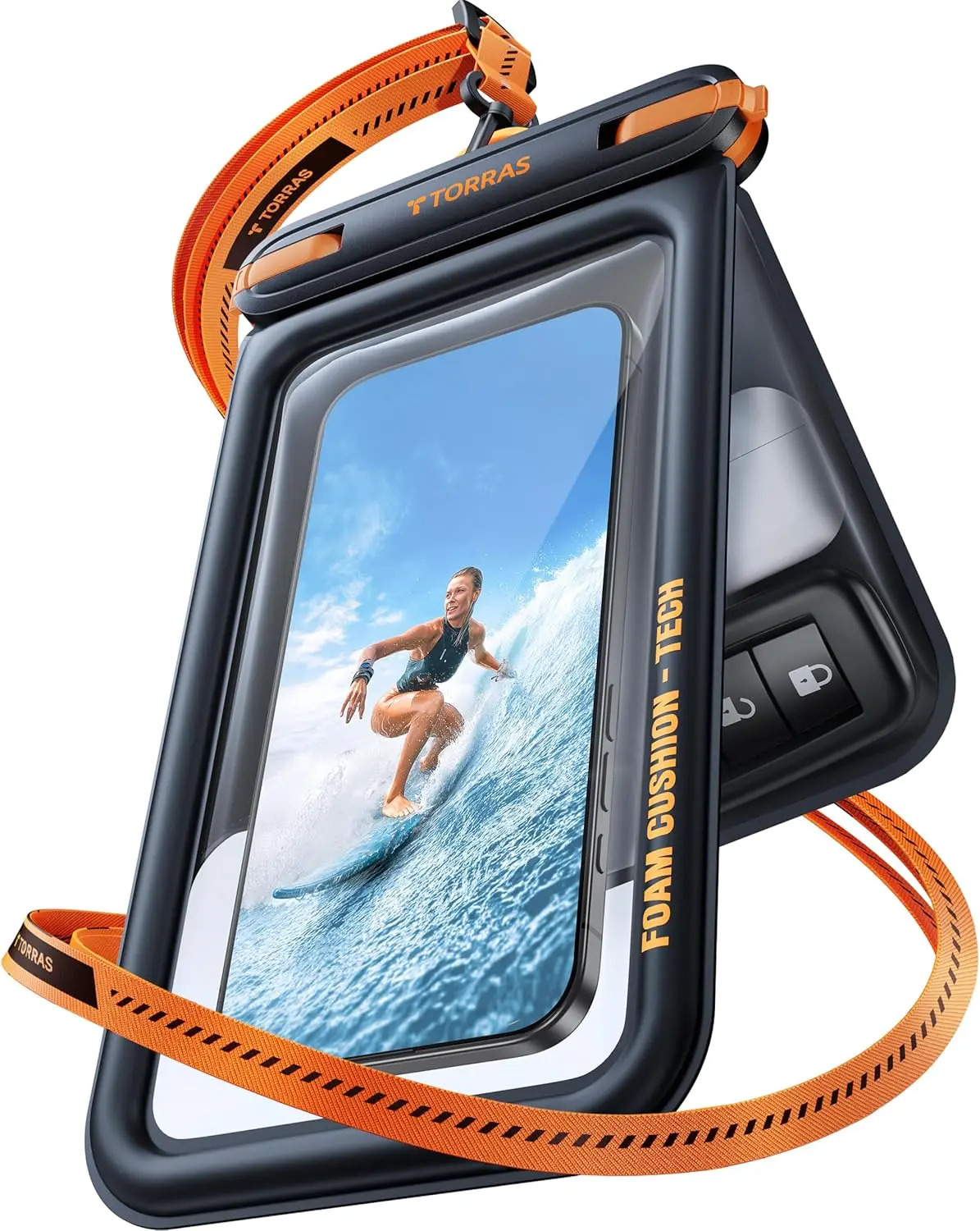 

Waterproof Phone Pouch with Lanyard, Double Space for iPhone 17 Pro Max 16 15 14 S26 S25, Travel Essentials Black