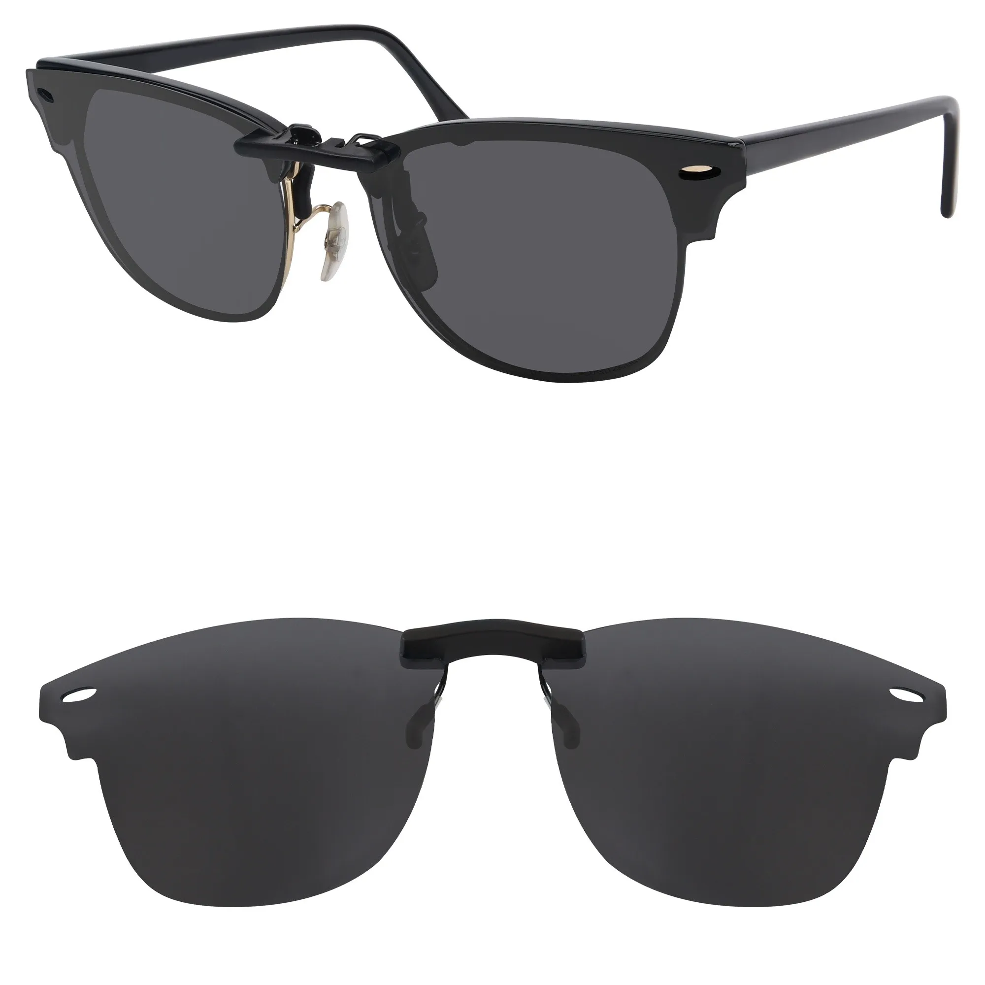 Rarayvix Polarized Clip-on Sunglasses Lenses Compatible with Ray-Ban RB5154 51mm RB5154-51-21 UV Protection Sunglasses