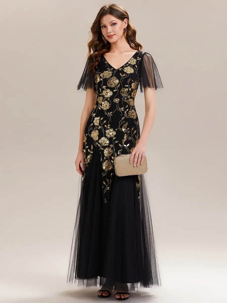 factory-design-short-sleeve-ruffle-sequin-v-neck-a-line-floor-length-evening-dresses