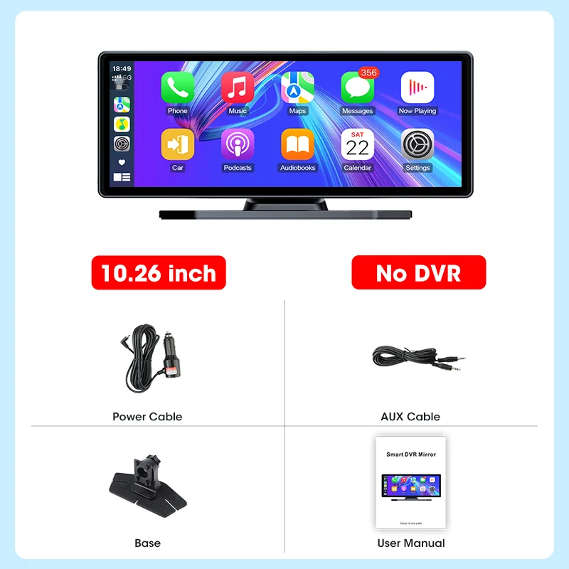 10.26/11.26 インチ 4K ダッシュカムワイヤレス Carplay Android
